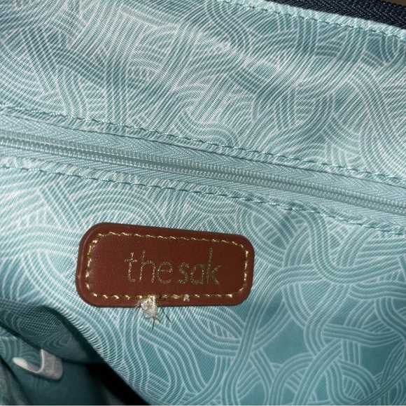 The Sak Blue Pebbled Leather and Canvas Whipstitch Flap Backpack main image 5